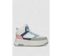 Кроссовки женские зимние на меху, цвет бело-розовый, 248RAM09