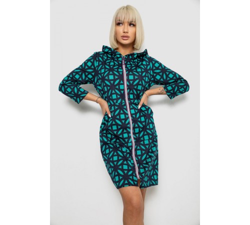 Халат жіночий на блискавці з принтом, колір зелений, 257R1027