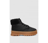 Черевики жіночі зимові на хутрі, колір чорно-бежевий, 248RCX1750