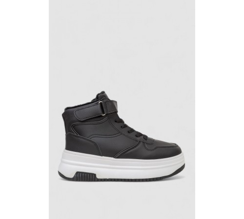 Кросівки жіночі зимові на хутрі, колір чорно-білий, 248RAM04