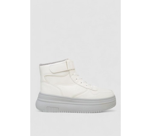 Кросівки жіночі зимові на хутрі, колір біло-сірий, 248RAM04