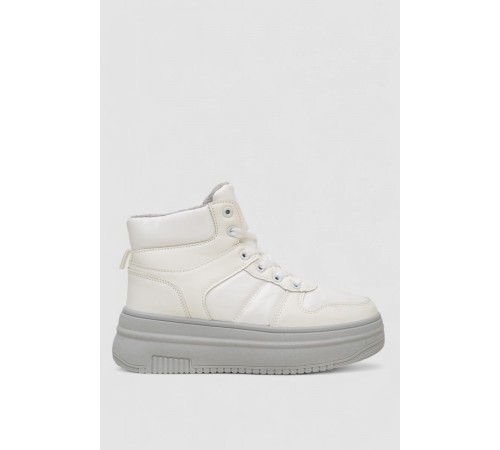 Кросівки жіночі зимові на хутрі, колір біло-сірий, 248RAM014