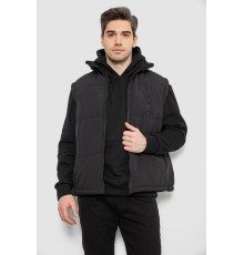 Жилет чоловічий однотонний утеплений, колір чорний, 244RF2-2