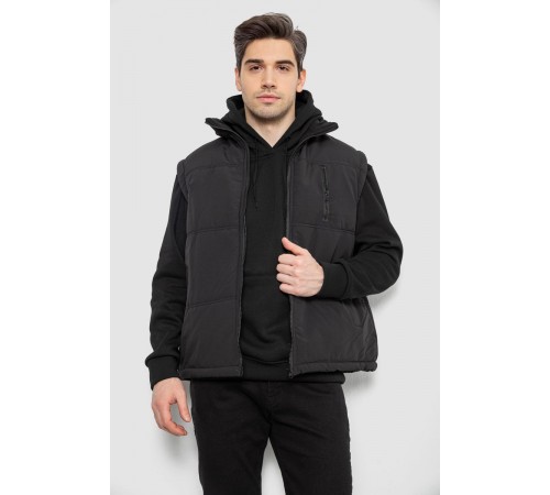 Жилет мужской однотонный утепленный, цвет черный, 244RF2-2