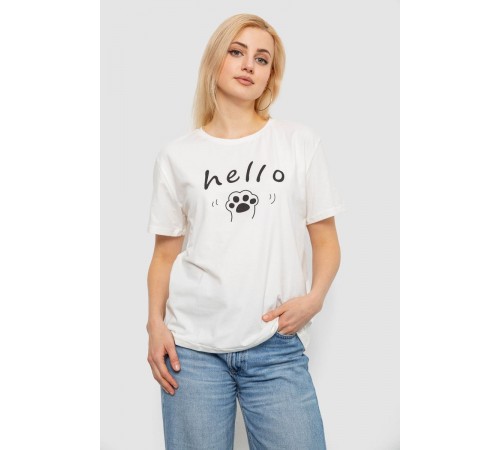 Футболка женская с принтом, цвет молочный, 244R2005