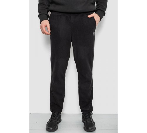 Спортивні штани чоловічі однотонні на поларфлісі, колір чорний, 257R21