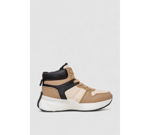 Кроссовки женские зимние на меху, цвет бежево-черный, 248RXM17-93