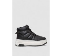 Кросівки жіночі зимові на хутрі, колір чорно-білий, 248RAM013