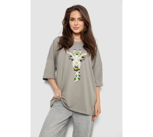 Футболка женская с принтом, цвет серый, 244R2012