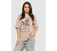 Футболка женская с принтом, цвет бежевый, 244R2009