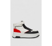 Кроссовки женские зимние на меху, цвет бело-черный, 248RAM04