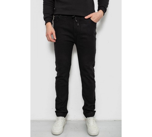 Джинси чоловічі на резинці утеплені, колір чорний, 244R664-5