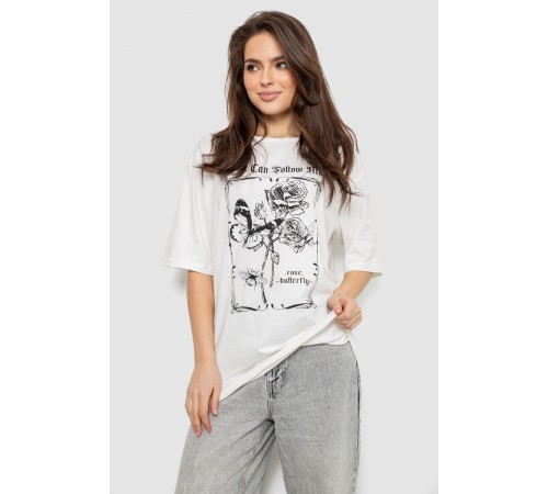 Футболка женская с принтом, цвет молочный, 244R2009