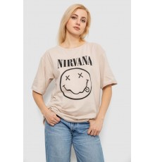 Футболка женская с принтом, цвет бежевый, 244R2010