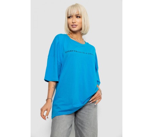 Футболка женская с принтом, цвет голубой, 244R2020