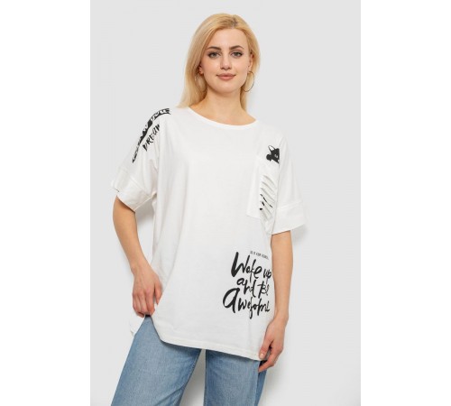 Футболка женская с принтом, цвет молочный, 244R4021