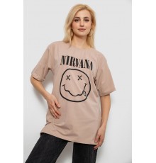 Футболка женская с принтом, цвет мокко, 244R2010