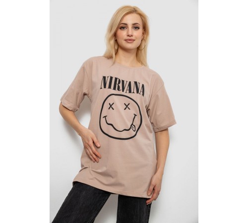 Футболка женская с принтом, цвет мокко, 244R2010