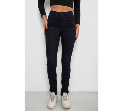 Джинси жіночі однотонні на флісі, колір темно-синій, 244RS017