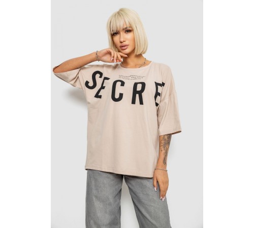 Футболка женская с принтом, цвет светло-бежевый, 244R3008-1