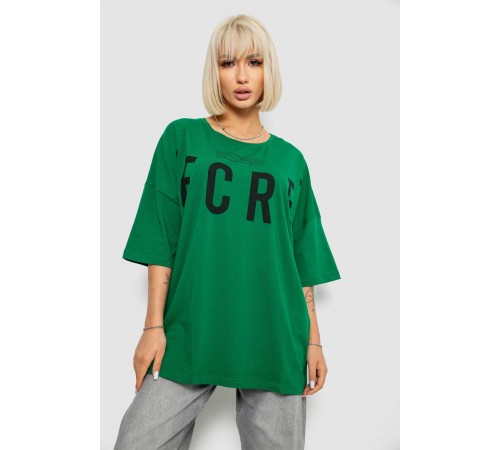 Футболка женская с принтом, цвет темно-зеленый, 244R3008-1