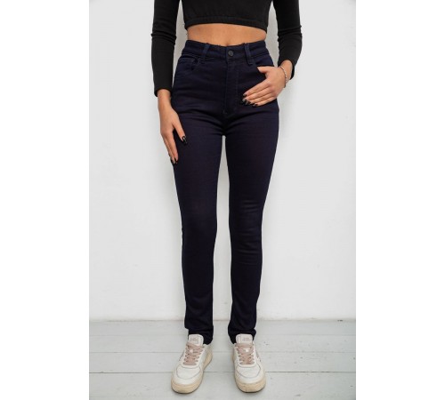 Джинси жіночі однотонні на флісі, колір темно-синій, 244RS021
