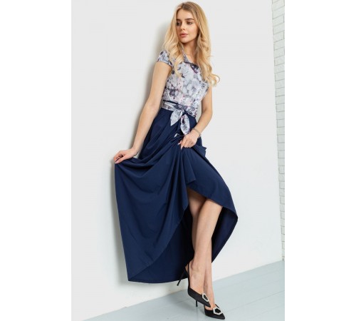 Сукня з квітковим принтом, колір сіро-синій, 230R79