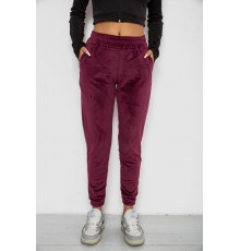 Спортивні штани велюрові жіночі на флісі, колір бордовий, 238R58648