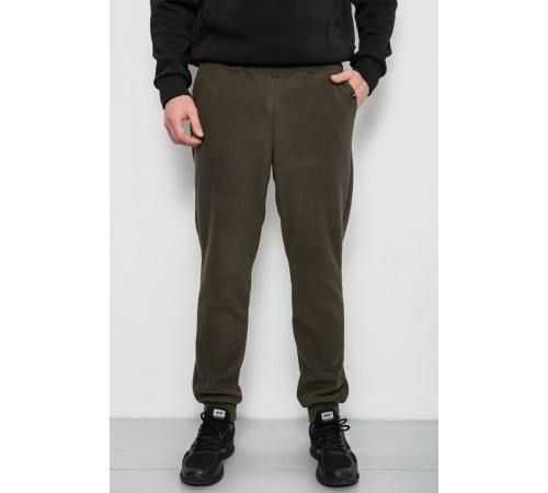 Спортивні штани чоловічі однотонні на поларфлісі, колір хакі, 257R20