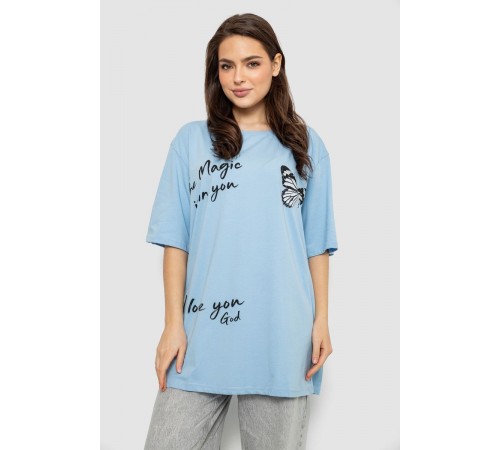 Футболка жіноча з принтом, колір блакитний, 244R3006