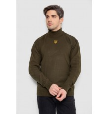 Гольф чоловічий з вишивкою тризуб, колір хакі, 161R010