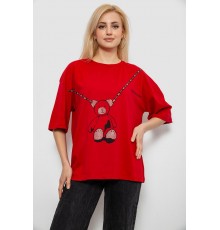 Футболка женская с принтом, цвет красный, 244R2016