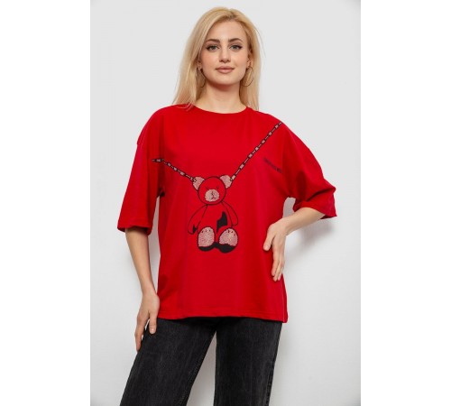 Футболка женская с принтом, цвет красный, 244R2016