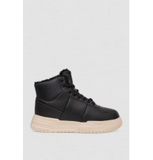 Кросівки жіночі зимові на хутрі, колір чорно-бежевий, 248RCX701