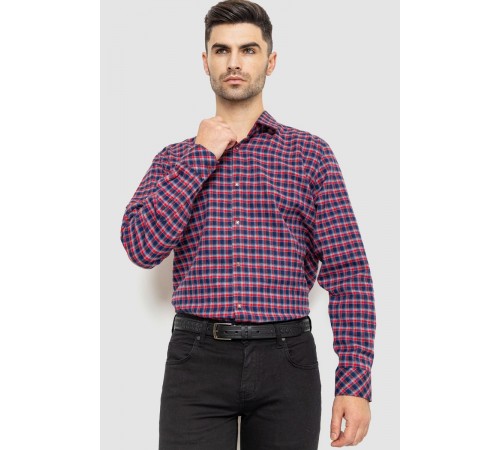 Сорочка чоловіча в клітинку байкова, колір червоно-синій, 214R115-35-195