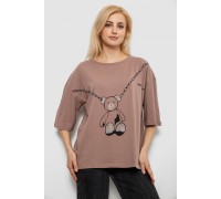 Футболка женская с принтом, цвет мокко, 244R2016