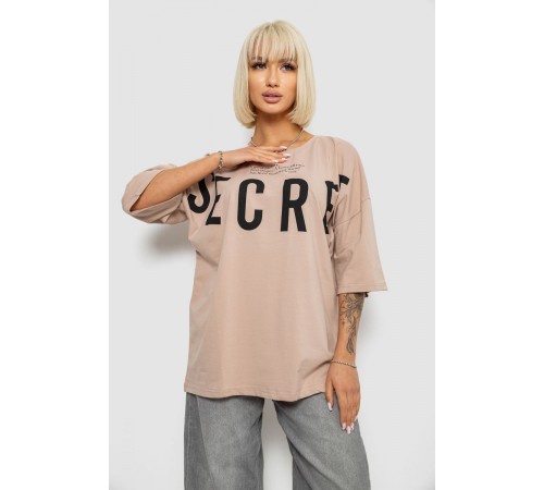 Футболка женская с принтом, цвет бежевый, 244R3008-1