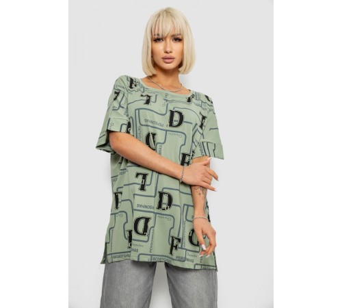 Футболка жіноча з принтом, колір оливковий, 244R4016