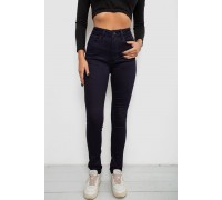 Джинси жіночі однотонні на флісі, колір темно-синій, 244RS020