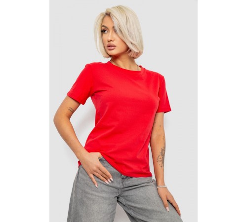 Футболка жіноча однотонна, колір червоний, 204R3333