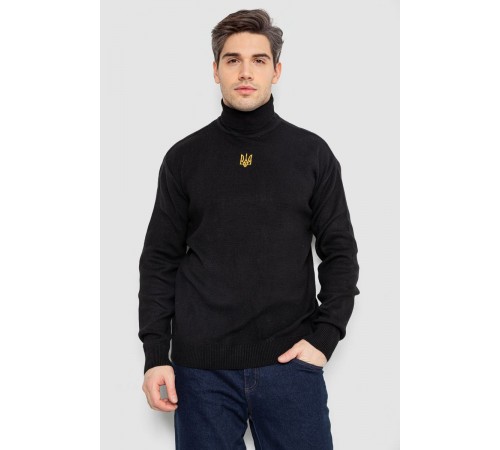 Гольф чоловічий з вишивкою тризуб, колір чорний, 161R010