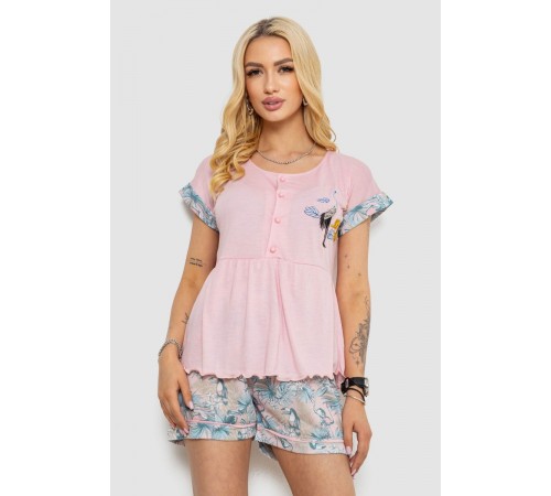 Піжама жіноча з принтом, колір рожевий, 243R6012-P2