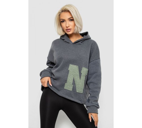 Худи женский с капюшоном на флисе, цвет серый, 257R335