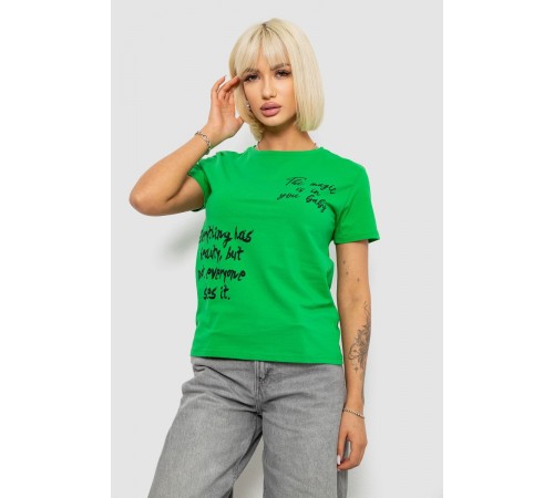 Футболка жіноча з принтом, колір зелений, 244R1022
