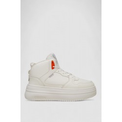 Кроссовки женские зимние на меху, цвет бело-оранжевый, 248RAM09