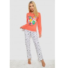 Піжама жіноча з принтом, колір помаранчевий, 243R1051