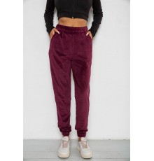 Спортивні штани жіночі велюрові на флісі, колір бордовий, 238R58646-1