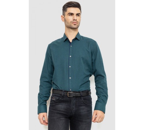 Сорочка чоловіча в клеку байкова, колір зелено-синій, 214R99-33-022
