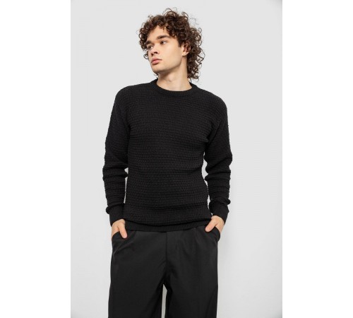 Светр чоловічий однотонний, колір чорний, 161R1040