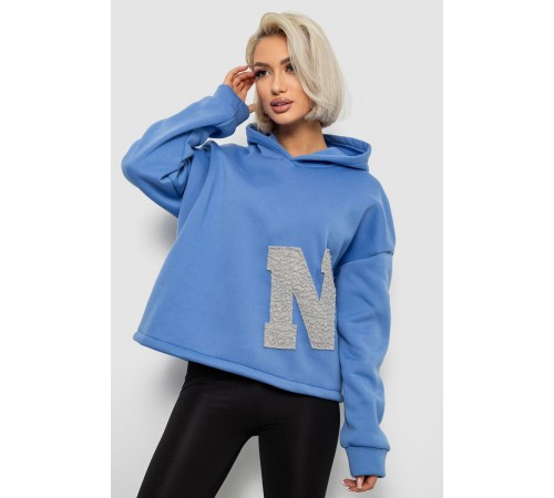 Худи женский с капюшоном на флисе, цвет голубой, 257R335
